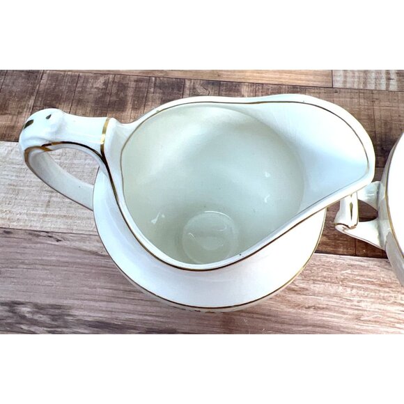Vintage W H Grindley & Co England Carlton Shape Handled Sugar Bowl & Creamer - Picture 5 of 8